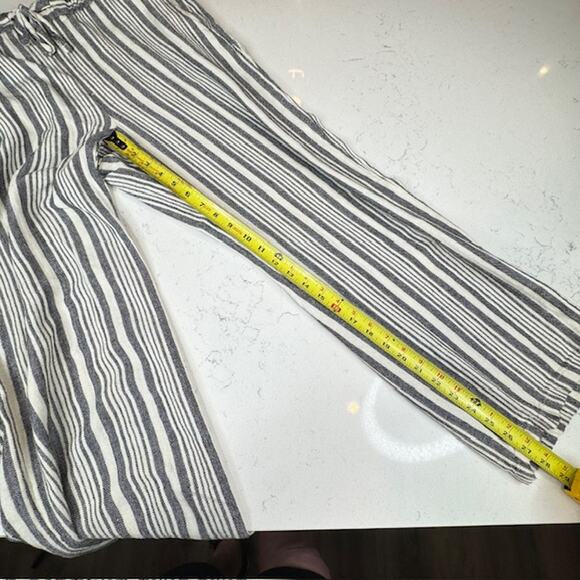 Old Navy Sz Large High-Waisted Striped Linen Blend Wide Leg Pants - Picture 10 of 13